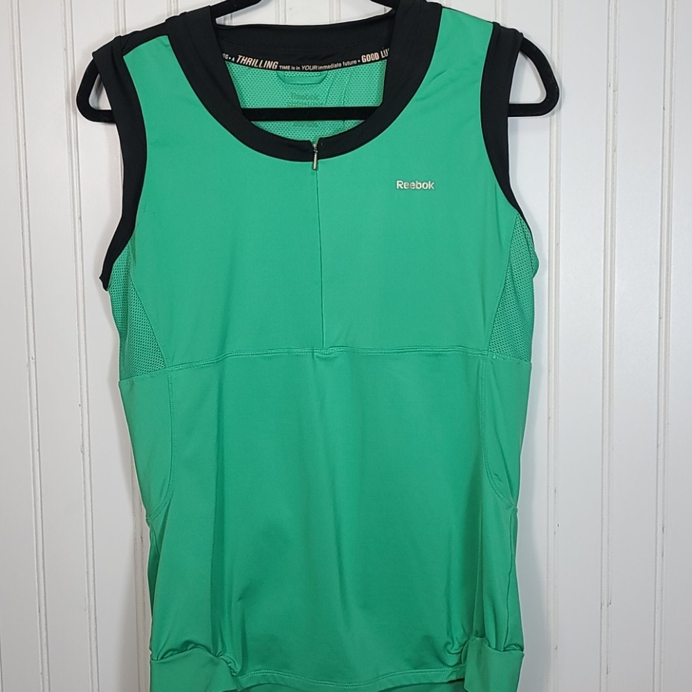 Reebok L Green 1/2 Zip Pullover Sleeveless Top